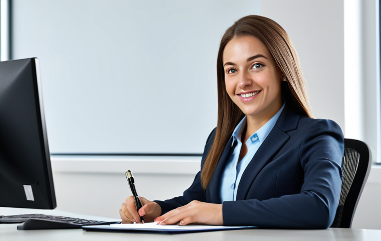 A Playful Businesswoman**

"A professional businesswoman in a modest business suit, sitting at a desk in a modern office, fully clothed, appropriate attire, safe for work, perfect anatomy, natural proportions, professional photography, high quality."

**