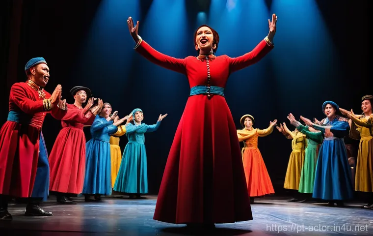 연극배우의 해외 연극 축제 참여 - **Prompt 1: The Global Journey Begins**
    A vibrant, medium-shot image of a diverse group of four ...